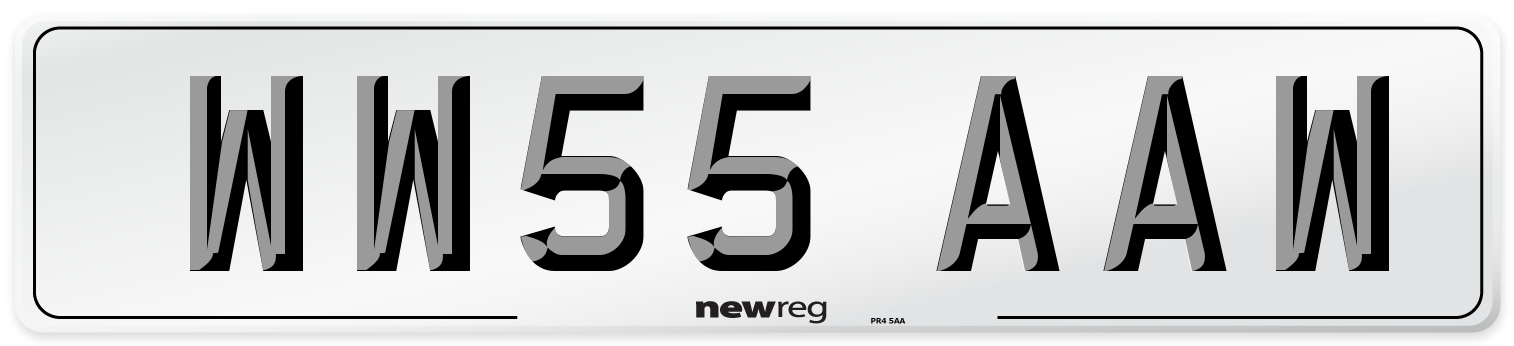 WW55 AAW Number Plate from New Reg